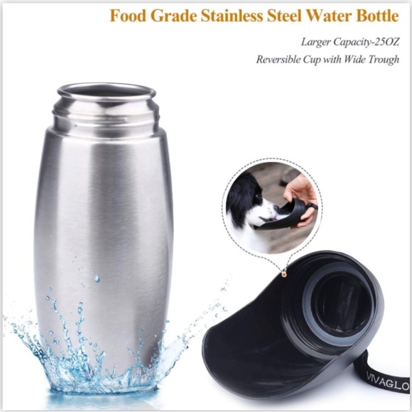 NWT Vivaglory Dog Water Bottle & Black Neoprene Carrier Set - Picture 15 of 15